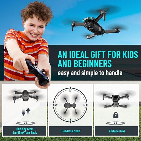Drone with Camera for Adults Kids, 1080P HD Foldable FPV RC Quadcopter with 2 Batteries, Gesture Control, 90° Adjustable Lens, Headless Mode, Carrying Case, Altitude Hold, 3D Flip in Saudi Arabia