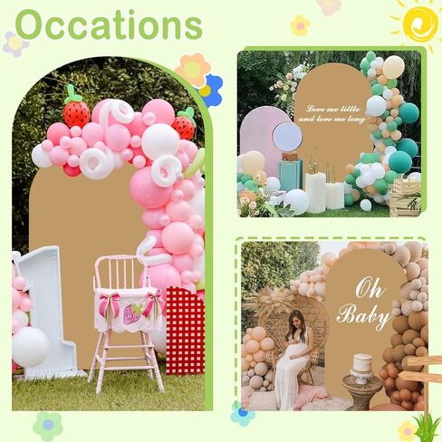 Spandex Arch Cover Khaki Wedding Arch Cover 7.2ft Tan Brown Arch Stand Covers Round Top Chiara Backdrop Cover Dounble Sided Arch Panels Backdrop for Baby Shower Gender Reveal Party Ceremony in Saudi Arabia