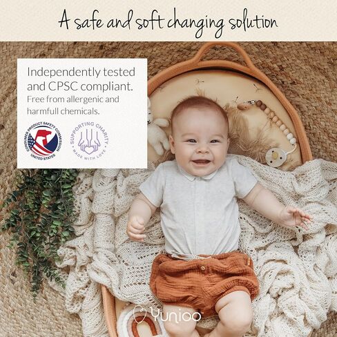 XL Reinforced Baby Changing Basket with Extra Travel Diaper pad, Foldable Baby Changing Pad with Water Repellent Cover, Cotton Rope Baby Basket, Changing Table Topper for Dresser (Brown) in Kuwait