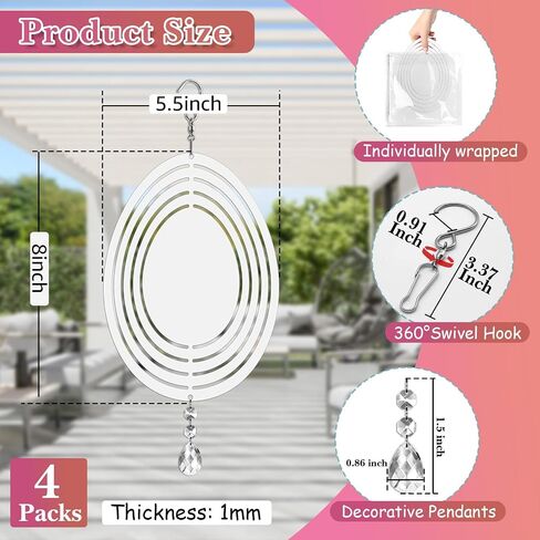 Sublimation Wind Spinner Blanks 4 Pack Wind Spinners Sublimation Blanks Hanging Wind Spinner 3D Metal Aluminum Kinetic Sculpture for Yard Garden Indoor Outdoor Porch Decoration (Tree of Life) in Saudi Arabia