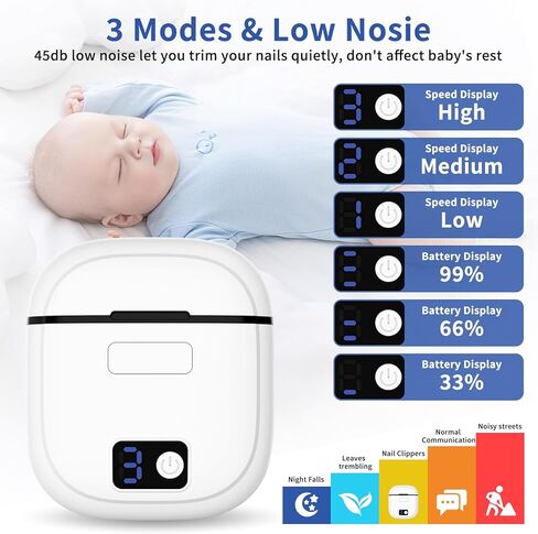 مقص أظافر كهربائي، 3 سرعات ماكينة تشذيب أظافر كهربائية أوتوماتيكية للبالغين وكبار السن والأطفال الصغار مع ضوء LED، مقص أظافر كهربائي قابل لإعادة الشحن للرجال والنساء والأطفال، مقص أظافر كهربائي لأصابع القدم in Kuwait