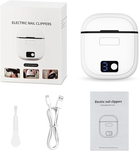 مقص أظافر كهربائي، 3 سرعات ماكينة تشذيب أظافر كهربائية أوتوماتيكية للبالغين وكبار السن والأطفال الصغار مع ضوء LED، مقص أظافر كهربائي قابل لإعادة الشحن للرجال والنساء والأطفال، مقص أظافر كهربائي لأصابع القدم in Kuwait