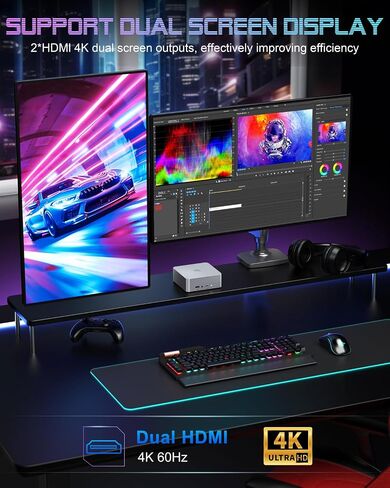 Beelink Mini PC AMD Ryzen 9 6900HX Up to 4.9GHz 8C/16T, SER6 32GB DDR5 RAM 1TB SSD PCIe4.0, Radeon 680M Graphics 12core 2400 MHz, 2.5G LAN Mini Computer WiFi 6/BT5.2/HDMI/DP/USB4.0,Gaming/Office in Saudi Arabia