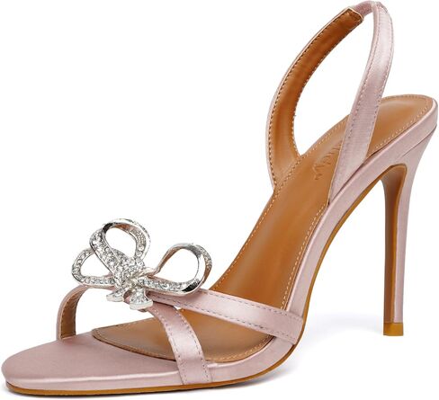 Vertundy Women's Slingback Heeled Sandals Slip On Stiletto Heels Open Toe High Rhinestone Bow Decoration Dress Party Wedding Elegant Shoes for Women in Kuwait
