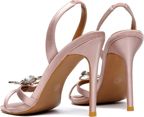 Vertundy Women's Slingback Heeled Sandals Slip On Stiletto Heels Open Toe High Rhinestone Bow Decoration Dress Party Wedding Elegant Shoes for Women in Kuwait