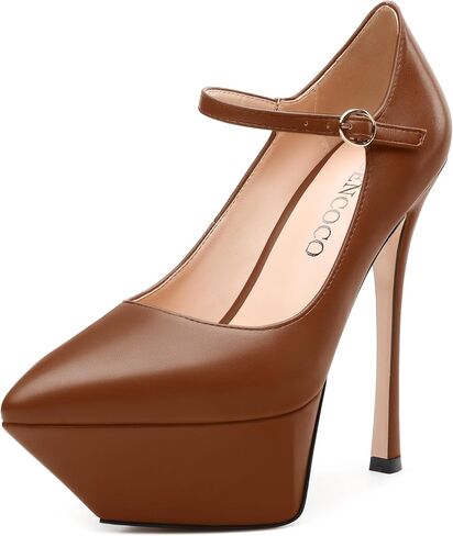 MODENCOCO Women's Platform Mary Jane Pumps High Heel Stiletto Pointed Toe Heels Ankle Strap Sexy Party Prom Dress Shoes in Saudi Arabia