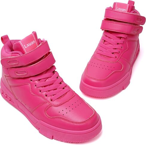 Women's High Top Fashion Basketball Ankle Boots Walking Tennis Shoes Platform Hook and Loop Casual Faux Leather Hidden Heels Sneaker in Saudi Arabia