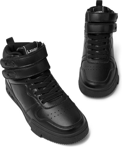 Women's High Top Fashion Basketball Ankle Boots Walking Tennis Shoes Platform Hook and Loop Casual Faux Leather Hidden Heels Sneaker in Saudi Arabia