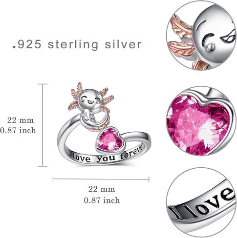Axolotl Ring 925 Sterling Silver Axolotl Birthstone Ring Cute Axolotl Birthstone Jewelry Gifts for Women in Kuwait