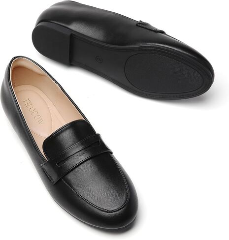 أحذية Tilocow النسائية بدون كعب Penny Loafers للنساء مريحة بمقدمة مستديرة مسطحة وأحذية أنيقة للعمل in Kuwait