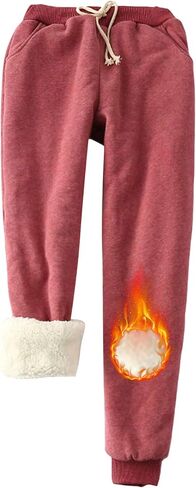 Yeokou Womens Sherpa Lined Sweatpants Winter Warm Fleece Pants in Kuwait