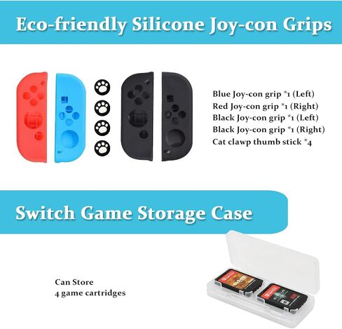 Hossili Switch Accessories Bundle for Nintendo Switch (NOT OLED Model), 23 in 1 Kit Includes Screen Protector, Carrying Case, Charging Station, Joycon Grips Racing Wheels, Charging Dock, Switch Stand in Saudi Arabia