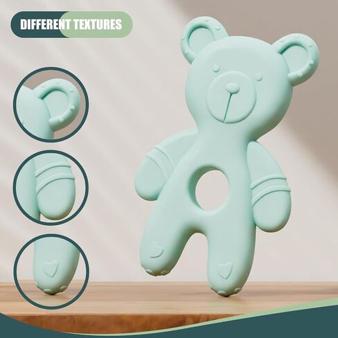 Baby Teething Toys for Babies 0-6 Months, Baby Teethers for Babies 3-6 6-12 Months Silicone Baby Chew Toys Gifts for Must Haves, BPA Free Bear in Saudi Arabia