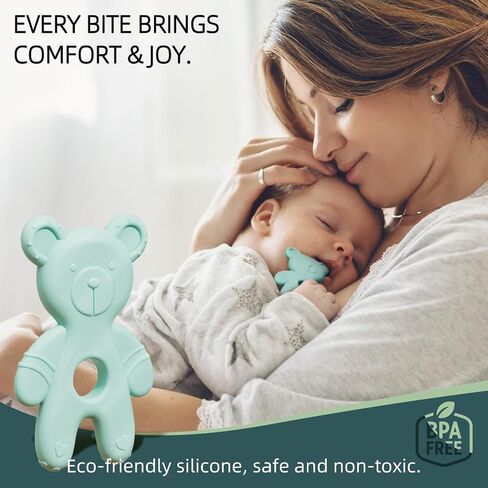 Baby Teething Toys for Babies 0-6 Months, Baby Teethers for Babies 3-6 6-12 Months Silicone Baby Chew Toys Gifts for Must Haves, BPA Free Bear in Saudi Arabia