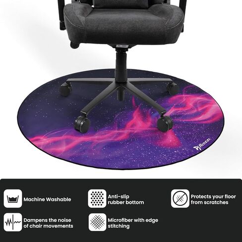 وسادة أرضية لكرسي الألعاب والمكتب من Arozzi مع قبضة مطاطية مضادة للانزلاق لراحة تخفيف الضوضاء وحماية الأرضية - أسود ورمادي in Kuwait