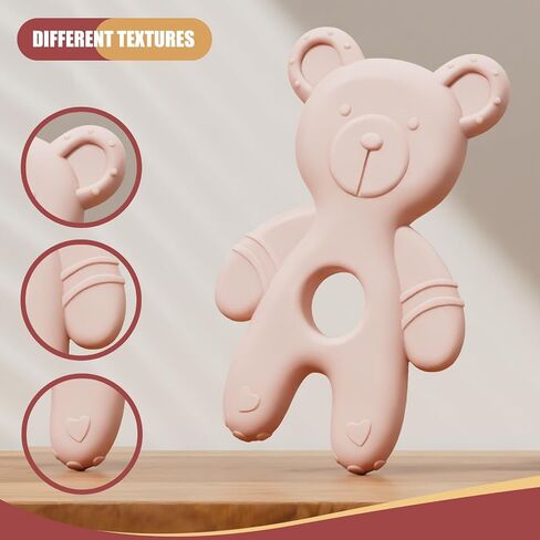Baby Teething Toys for Babies 0-6 Months, Baby Teethers for Babies 3-6 6-12 Months Silicone Baby Chew Toys Gifts for Must Haves, BPA Free Bear in Saudi Arabia