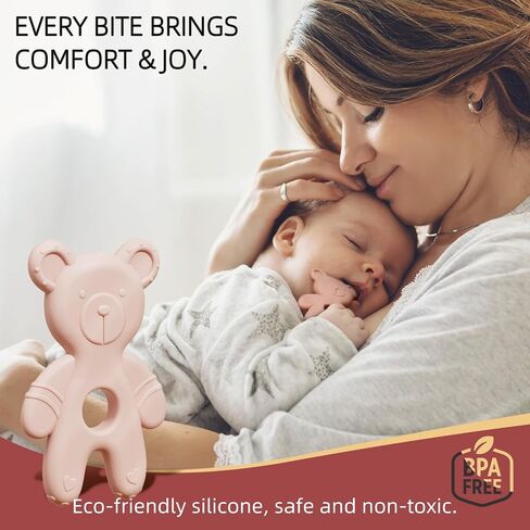 Baby Teething Toys for Babies 0-6 Months, Baby Teethers for Babies 3-6 6-12 Months Silicone Baby Chew Toys Gifts for Must Haves, BPA Free Bear in Saudi Arabia