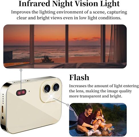 4K Digital Camera, 3in Touchscreen Kids Camera for Photography, 64MP MP3 Player Vlogging Camera, Auto Focus 16X Zoom Compact Point and Shoot Cameras for Kids Boys Girls (Gold) in Saudi Arabia