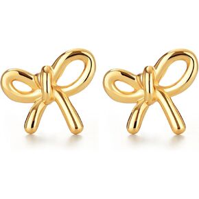 Paokumao Gold Bow Earrings For Women Trendy 925 Silver Needle Gold Plated Stud Earrings Gifts For Women Girls in Kuwait
