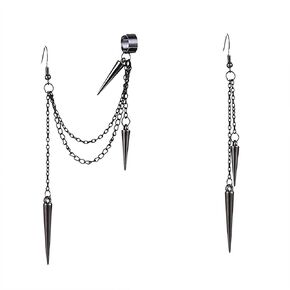 QzxEqz Black Spike Asymmetric Threader Dangle Earrings Punk Personalized Earrings for Women Men Girls Boys in Kuwait