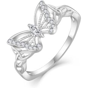 FJ Butterfly Ring Sterling Silver Animal Ring Vintage Celtic Knot Ring