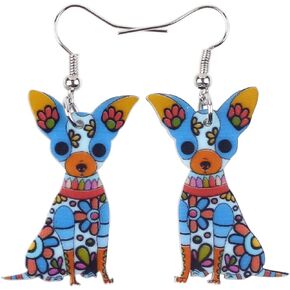 Acrylic Chihuahua Earrings Dangle Drop Fashion Pet Jewelry for Women Girls Kids Charm Gift