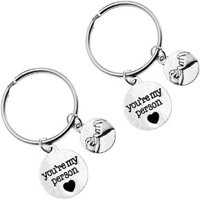PESOENTH 2 قطعة من سلاسل المفاتيح الفضية للأزواج له ووعدها الخنصر سحر أنت شخصيتي سلسلة المفاتيح BBF أفضل صديق حلقات المفاتيح مفتاح السيارة فوب صديقها Grilfriend الهدايا in Kuwait