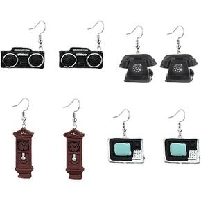 ONLYJUMP DIY Statement Funny Weird Dangle Earrings for Women Girls Retro Unique Creative Cute Mini 3D TV Washing Machine Radio Fan Personality Fashion Simulation Small Household Appliance Furniture Dangle Drop Earrings Jewelry
