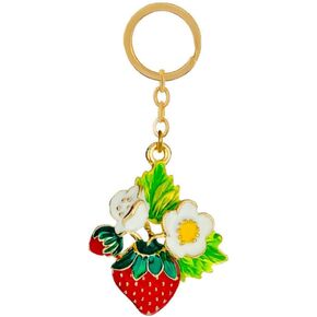 Meimimix Strawberry Pendant Enameled Keychain Chain Tassel Keyring For Women Girls Gifts Purse Bag Accessories