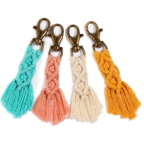 CHICIEVE Mini Macrame Keychains kits Boho Macrame Keychains with Tassels Handmade for Car Key Purse Phone Wallet Wedding Gift