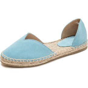 U-lite Women's Simple Suede Pointed Toe Espadrilles Flats Pure Color Slip On Comfortable Loafers Shoes