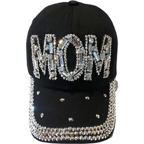 Popfizzy Rhinestone Mom Hat, Bling Baseball Cap for Mom, Cool Mom Gifts, Best Mama Hat, Sparkle Mom Accessories, Mom Cap