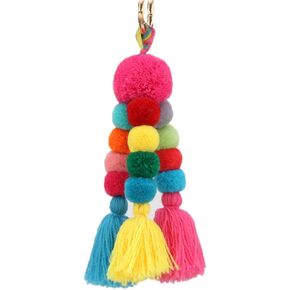 Big Pom Pom Tassel Long Bag Pendant Charm Keyring Keychain for Women Purse Handbag Decor