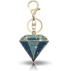 Blue Diamond Shaped Rhinestone Good Fortune Bling Bag Charm Gifts Crystal Purse Charm