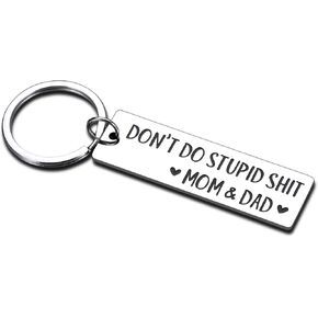 Son Gifts from Mom Dad Don't Do Stupid Sht Keychain Gifts for Son Daughter Stocking Stuffes for Teen Boys Girls Funny Gag Keychain Christmas Birthday Valentine Day Gifts for Teenagers Girls Boys Kids