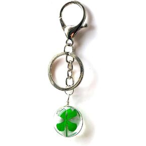 Lovely four leaf clover key chain transparent resin bead pendant with lucky unique charm for ladies key chain