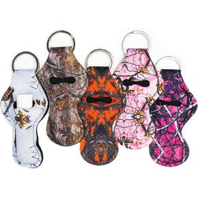 Chapstick Keychain Holder - Neoprene Lip Balm Keychain Holder to Match Wristlets - Multicolor Print Patterns - 4 in