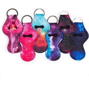 Chapstick Keychain Holder - Neoprene Lip Balm Keychain Holder to Match Wristlets - Multicolor Print Patterns - 4 in