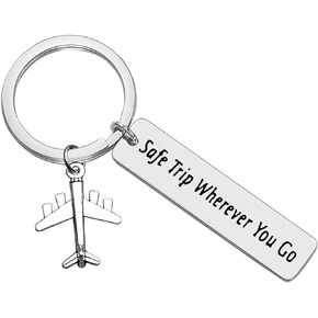 Xiahuyu Safe Travels Keychain Wherever You Go Flight Attendant Gifts Pilot Gifts Aviation Gifts Flight School Graduation Christmas Birthday Traveling Gifts for Women Men
