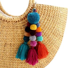 Big Pom Pom Tassel Long Bag Pendant Charm Keyring Keychain for Women Purse Handbag Decor