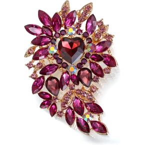 BriLove Women's Stunning Crystal Rhinestone Marquise Cluster Heart Shaped Leaf Brooch Pin for Wedding Party Prom