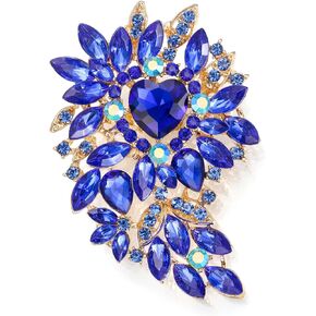 BriLove Women's Stunning Crystal Rhinestone Marquise Cluster Heart Shaped Leaf Brooch Pin for Wedding Party Prom