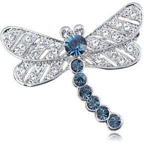 Alilang Crystal Captivate Sapphire Blue Petite Dragonfly Pin Brooch