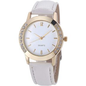 Women's Diamond Crystal Rhinestone Leather Quartz Wrist Watch