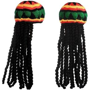 2pcs Knitted Beanies Crochet,Unisex Wig Braid Hat
