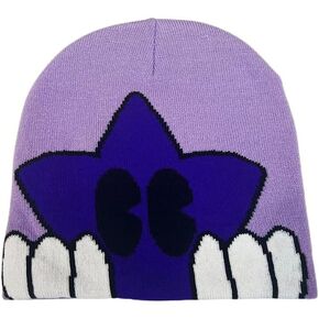 Hiriotin Unisex Colorful Knitted Beanie Hat Star Print Y2K Knit Skull Cap Stretch Headwear Winter Warm Hats Outdoor
