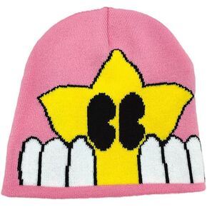 Hiriotin Unisex Colorful Knitted Beanie Hat Star Print Y2K Knit Skull Cap Stretch Headwear Winter Warm Hats Outdoor