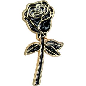 Black Rose Enamel Pin with Safety Backing