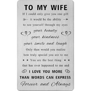 To My Wife Gifts Wallet Insert Card from Husband, Wife Wedding Anniversary Cards for Women, I Love You Gifts for Her, Valentines, Mothers Day, Christmas Presents
