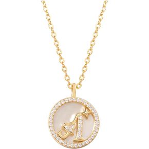 S.Leaf Shell Necklace Shell Pendant Necklace for Women Initial Necklaces for Women 14K Gold Letter Necklace for Women Girls Mother of Pearl Necklace
